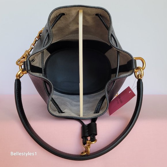 KATE SPADE Gramercy Pebbled Leather MEDIUM Bucket Bag- Black color ⭐ - Picture 12 of 16